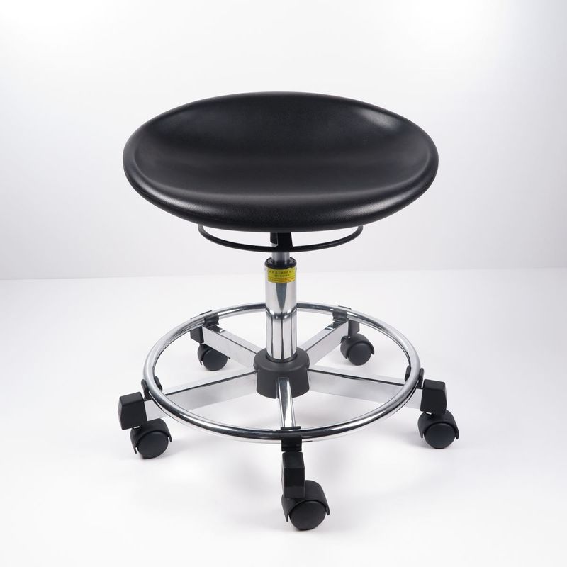 Ergonomiczne stołki laboratoryjne z czarnego poliuretanu, wytrzymałe obrotowe krzesło biurowe dostawca