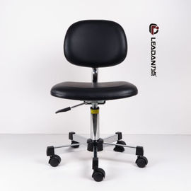 Czarne krzesła ergonomiczne ESD Cleanroom 360 obrotowe regulowane wysokości PU Vinyl