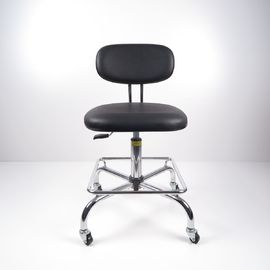 Chiny Ergonomiczne krzesła ESD czarne skórzane PU Krzesło biurowe z podnóżkiem fabryka