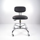 Ergonomiczne krzesła ESD czarne skórzane PU Krzesło biurowe z podnóżkiem dostawca
